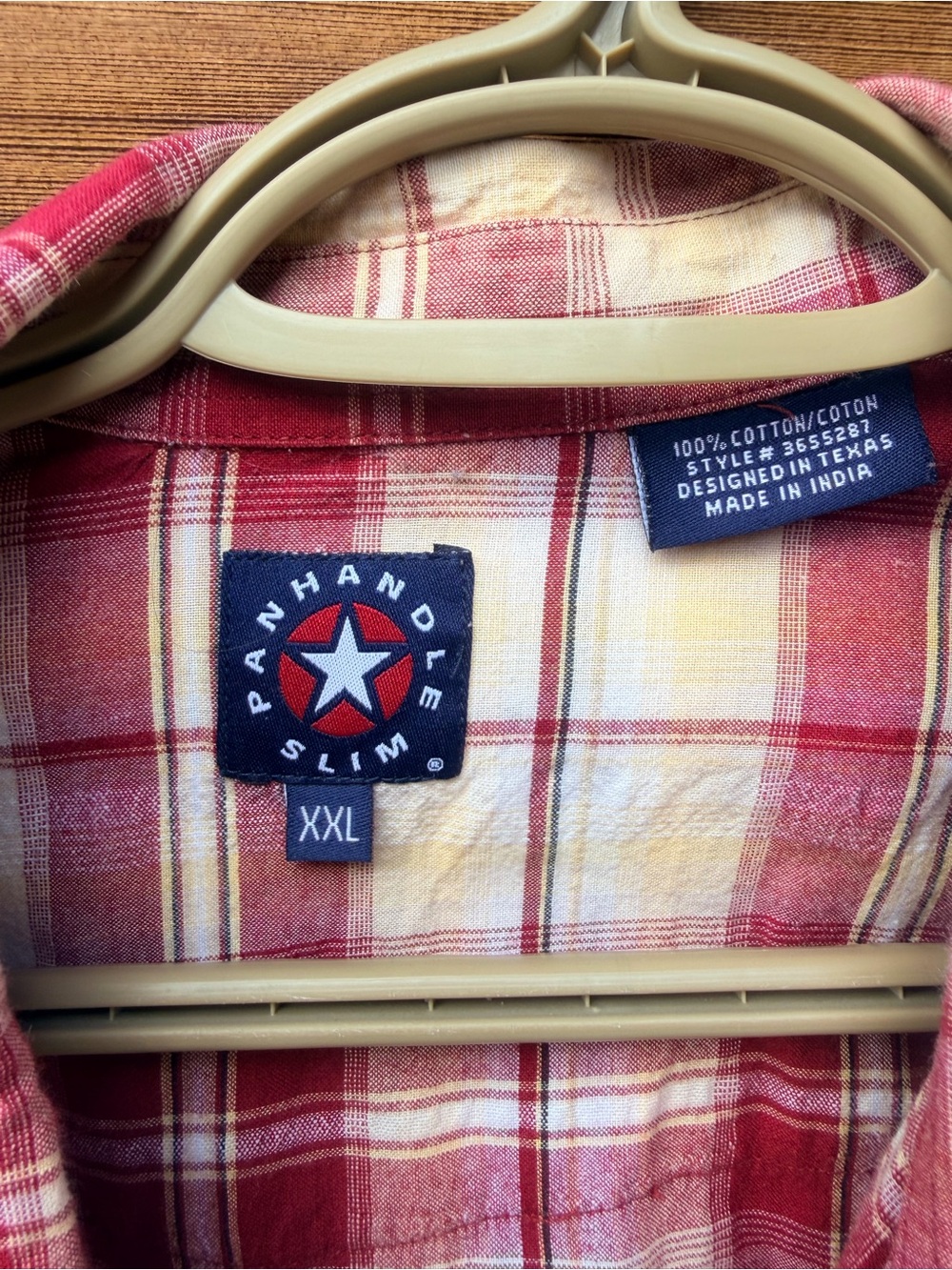 Panhandle Slim Red and Cream Plaid Casual Button-Down Shirt